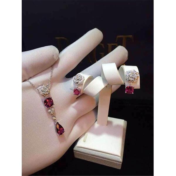 Buy cheap Piaget full diamonds red tourmaline rose earring of 18kt gold with yellow gold or white gold from wholesalers