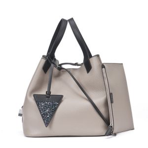 Lichee Pattern Cowhide Handbags Casual Single Shoulder Bag with Wallets