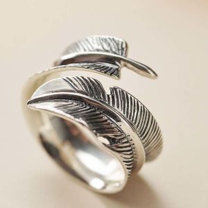 Buy cheap 925 Silver Feather Ring Vintage Plume Adjustable Opening Band Ring (011231W) from wholesalers