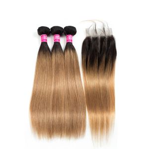 Buy cheap Natural Cambodian Hair Weft Silky Straight 1B / 30# Color With Bundles from wholesalers