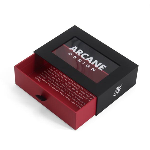 Quality Custom Luxury Drawer Sliding Wine Opener Set Gift Packaging Paper Boxes With Pvc Window for sale