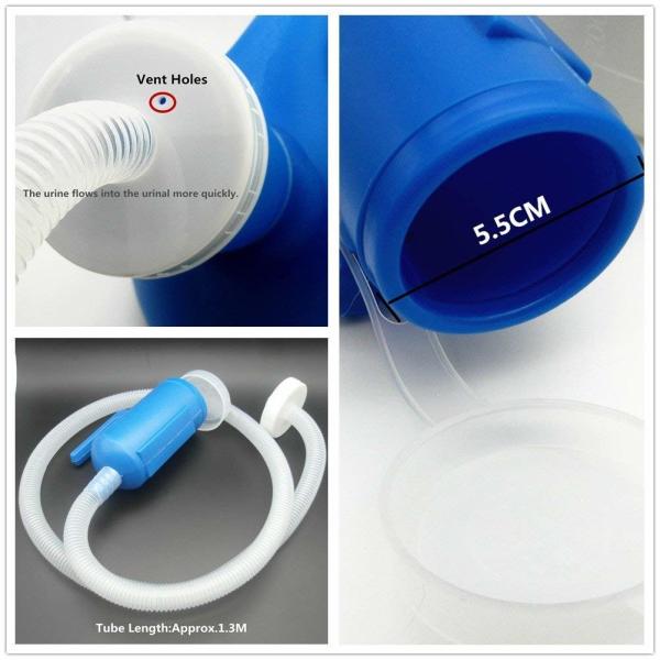 Portable male urinal with lid, Men's urinal,Re-Useable male urine bottle,disposable medical urinal 2000ml,Blue,