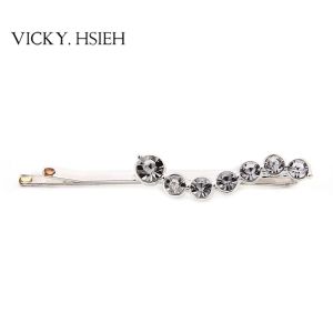 Buy cheap VICKY.HSIEH Silver Tone Crystal Rhinestone Pave Wave Hair Clip from wholesalers