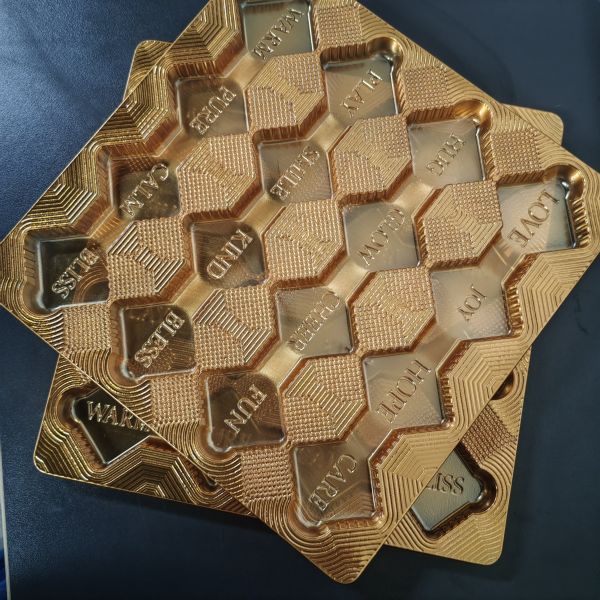 Quality Customized disposable gold 16 compartment PET chocolate container with logo for sale