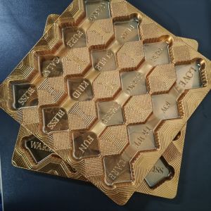 Buy cheap Customized disposable gold 16 compartment PET chocolate container with logo from wholesalers