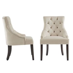 China Modern Leather Tufted H89cm White High Back Dining Chairs on sale