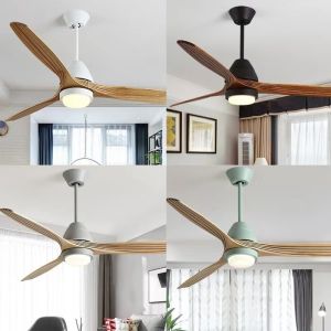 LED 20W Solid Wood Ceiling Fan Wood Propeller Ceiling Fan