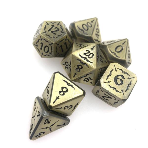 Buy cheap Antiwear Exquisite Carving Core Dice Polyhedron Ancient Bronze Metal Dice Set from wholesalers