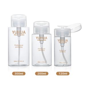 Buy cheap 200ml 300ml Makeup Plastic Packaging Bottles Clear Press Pump Discharge PET Bottle from wholesalers