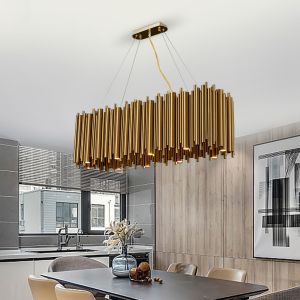 Buy cheap Luxury modern chandelier for dining room brushed gold stainless steel rectangle chandelier(WH-MI-311) from wholesalers
