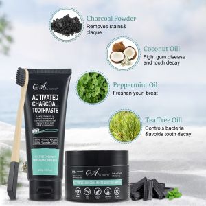 Buy cheap Activated Charcoal Teeth Whitening Bleaching Kit 100ml With Tooth Powder Toothpaste from wholesalers