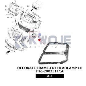 OEM F16-2803511CA DECORATE FRAME-FRT HEAD LAMP LH For Chery Jetour Dashing
