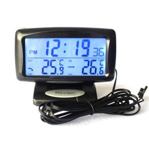 Digital Car Indoor And Outdoor Thermometer Alarm Clock Temperature MeterLCD Blue