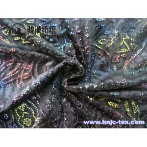 China sell gold print burnout 3D polyester micro velvet fabric for apparel