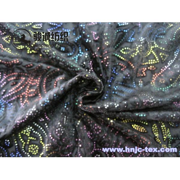 China sell gold print burnout 3D polyester micro velvet fabric for apparel