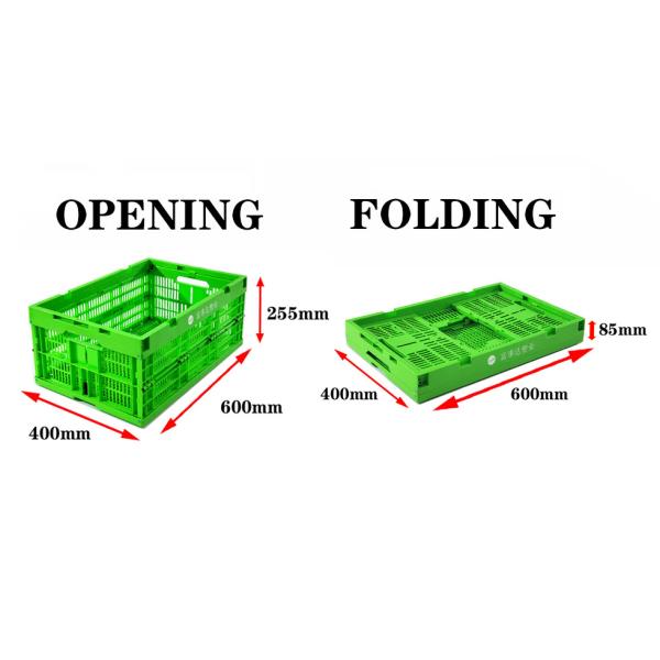 Quality 48 liter Storage Crate Tote Plastic Stackable Transport Boxes Collapsible Vegetable Crates for sale