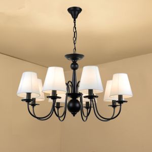Buy cheap Wrought iron ceiling chandelier lights Black Body Color with lampshade for home lamp (WH-CI-93) from wholesalers