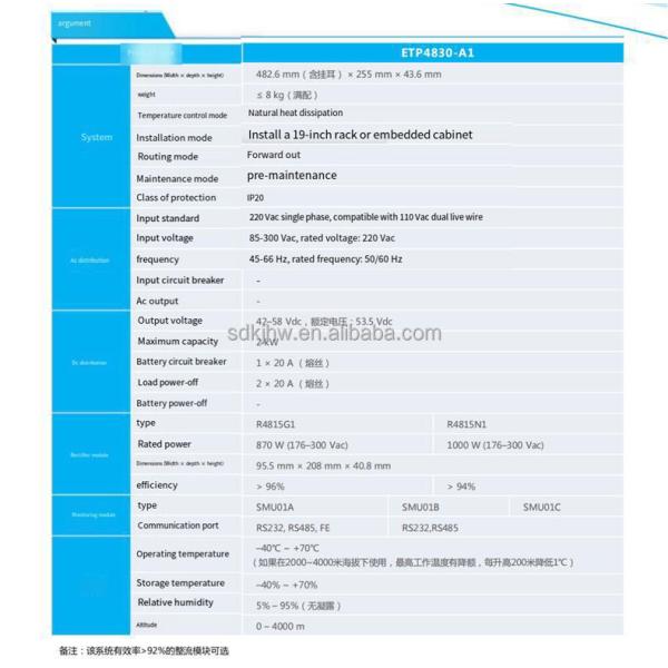 220V/-48V Frame Rectifier for Transmission Equipment ETP4830-A1 220V/-48V Power System