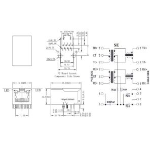 ARJ11D-MDSE-A-B-FMU2 RJ45 With Integrated Magnetics , Female PDH Modular Rj45