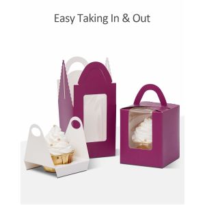 Buy cheap 2.5 Inches Tall Custom Logo Transparent Plastic Cup Cake Box with Window Insert and Handle from wholesalers