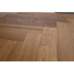 Smoked UV Oiled White Oak Herringbone Parquet Flooring 910x150mm