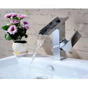 Buy cheap Tub faucet ceramic cartridge single handle taps glass waterfall faucet product