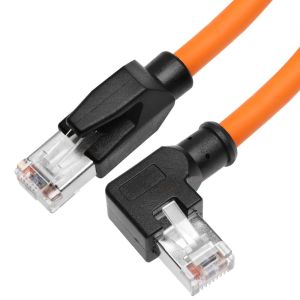 Buy cheap Alvin's Cable Profinet Cat6 Shielded Ethernet Cable Left Angle High Flex Gold Plated 1m Orange for PLC Robotics from wholesalers