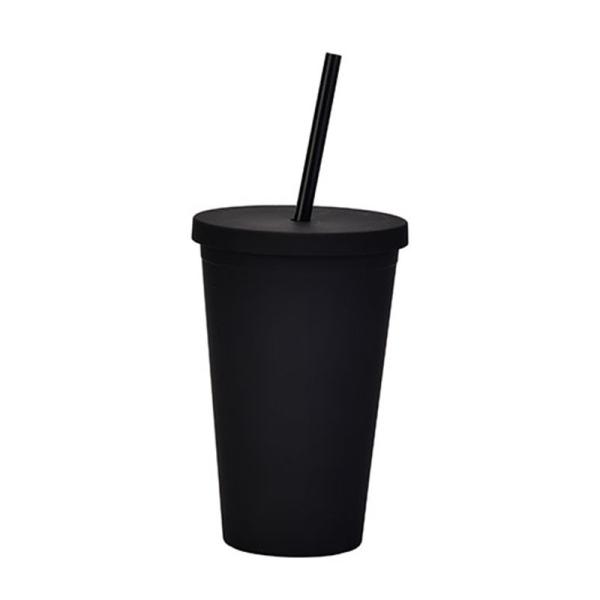 Buy cheap Lightweight Custom Personalized Black Matte Plastic Boba Cup 16 Oz Plastic Tumbler With Lid And Straw Double Wall Construction 100% BPA Free from wholesalers