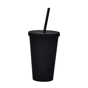 Buy cheap Lightweight Custom Personalized Black Matte Plastic Boba Cup 16 Oz Plastic Tumbler With Lid And Straw Double Wall Construction 100% BPA Free from wholesalers