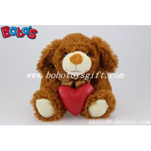 Buy cheap Dark Brown Plush Stuffed Dog Animals With Red Heart Pillow from wholesalers