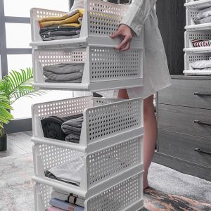 Buy cheap Gray 43x33cm Plastic Storage Boxes For Clothes Stackable Bin Storage from wholesalers
