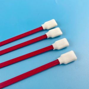 Red Stem Rectangle Sponge Tip Foam Cleaning Swabs Cleanroom 128mm