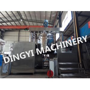 China Tilting Hydraulic Lift  SS316L Vacuum Homogenizer Cream Mixer PLC Control on sale