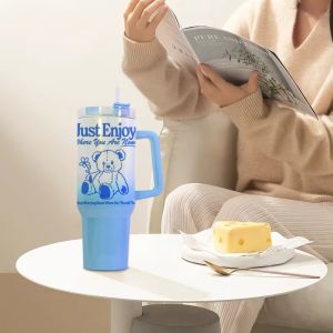 40oz Blank Glitter Sublimation Tumbler With Gradient Rainbow Paint Custom