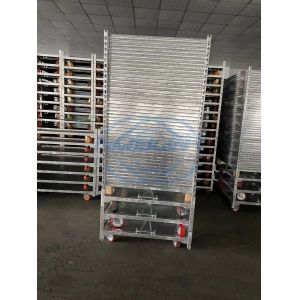 Buy cheap 3 Shelves Danish Trolley Wire Mesh Greenhouse Transport Cart Flower Trolley from wholesalers