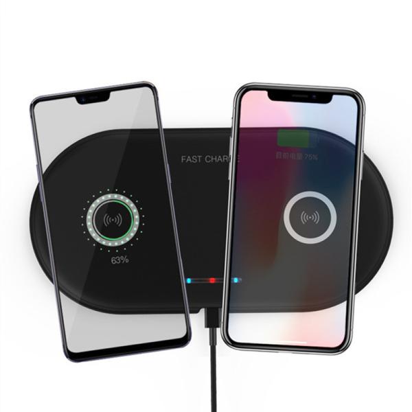 Buy cheap Portable Wireless Desktop Charging Station Dual QI Wireless Charging Pad from wholesalers