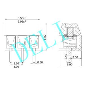 Durable PCB Connector Brass / Tin Plated Pin Header DL350-XX-3.5/3.96 With