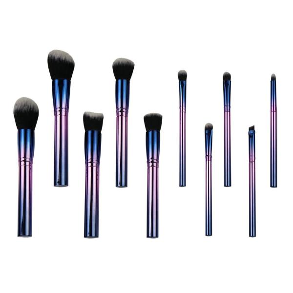 Quality Gradient Color Oval Makeup Brush Kit 10 Pieces Synthetic Hair for sale