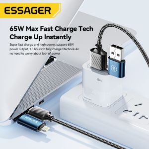 ESSAGER ES-X49 65W Usb to Type C Lightning 4 in 1 Charger Data Cable for Phone