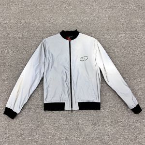 Buy cheap Custom Heat Transfer Print Windbreaker Jacket For Men Reflective Shiny Finish And Zipper Closure from wholesalers