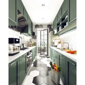 Buy cheap Anti Scratch Affordable HPL HPDL MDF Kitchen Cabinet With Quartz Countertop from wholesalers