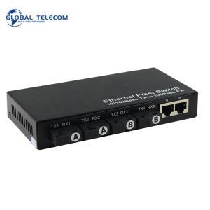 4port Fiber Media Converter , 2RJ45 Ethernet Optical Transceiver 10/100/1000M