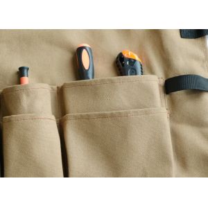Brown Canvas Garden Tool Apron Adjustable Strap With 10 Pockets Custom size