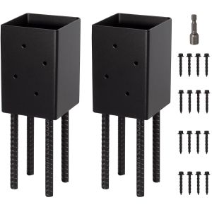 Buy cheap Deck Post Base Holder Ground Spike for Concrete, Decking Post Brackets with 3 Anchor Rods, Post Base for Pavilion Deck Porch Handrail Railing from wholesalers