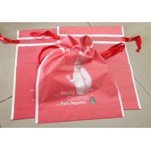 Biodegradable Christmas deco drawstring candy storage bag, oxford red christmas