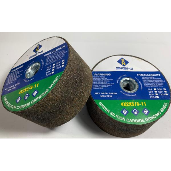 Quality 4 Inch Abrasive Green Silicon Carbide Grinding Stone With 5/8-11 Thread For Granite 4X2X5/8-11,46 Grit for sale