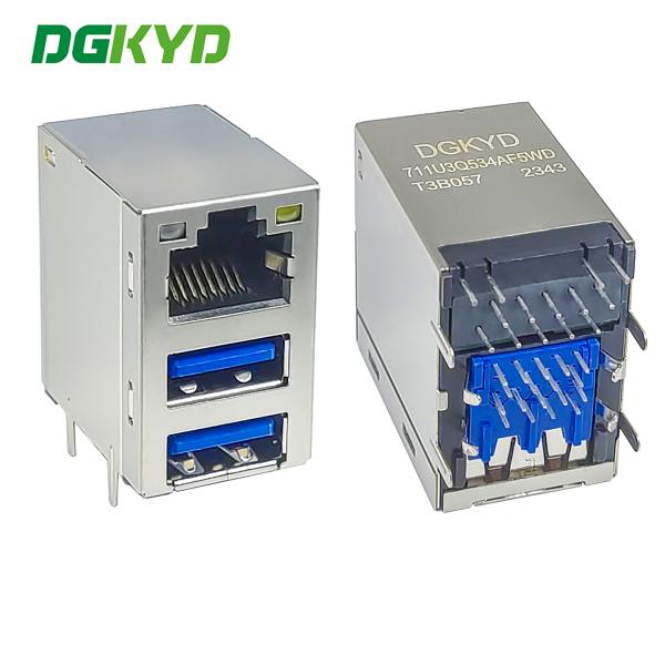 Buy cheap Rj45 Connector With Usb3.0 Socket Integrated Gigabit Network Interface Rj45+Dual Usb3.0 Dgkyd711u3q534af5wdt3b057 from wholesalers