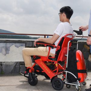 Buy cheap Red Lightweight Compact Wheelchair Foldable Maximum 6km/H from wholesalers