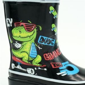 Buy cheap Kids Black Dinosaur Printed Rain Boots Tear Resistant from wholesalers