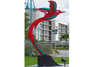 China Custom Modern Painted Public Art Stainless Steel Flying Bird Sculpture on sale